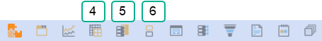 1. Create Cube View is a grid icon, flat design style. 2. Create Sequence is a cyclinder icon, flat design style. 3. Create Step is a double rectangle, flat design style.